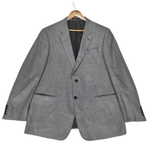Armani Collezioni G Line Houndstooth Blazer Mens 48L Gray Wool Blend Sport Coat